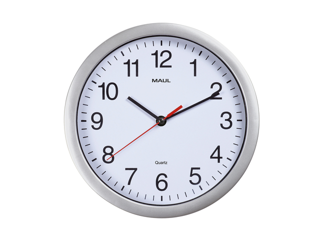 Horloge murale MAULrun quartz Ø25x5cm plastique argent/blanc avec pile