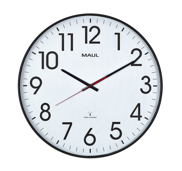 Horloge murale MAULclimb RC Ø47x5.5cm plastique argent/blanc avec pile