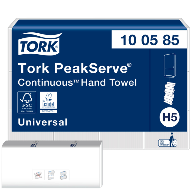 Essuie-mains Tork H5 PeakServe Universal 100585 1 épaisseur 201x225mm blanc 12x 410 feuilles