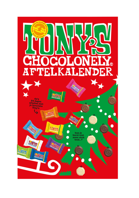 Chocolade Tony's Chocolonely Kerst big Tiny calendar 225gr assorti