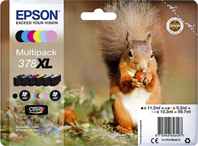 Inktcartridge Epson 378XL T3798 6 kleuren