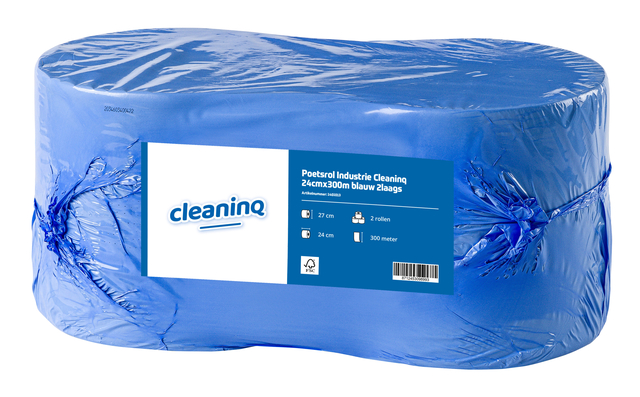 Rouleau de nettoyage industriel Cleaninq 2 épaisseurs 24cmx300m bleu 2 rouleaux