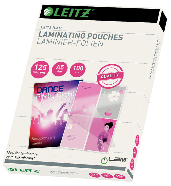 Pochette de plastification Leitz A5 2x125 microns EVA 100 pièces