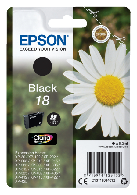 Cartouche d’encre Epson 18 T1801 noir