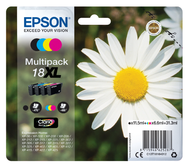 Cartouche d’encre Epson 18XL T1816 noir + 3 couleurs