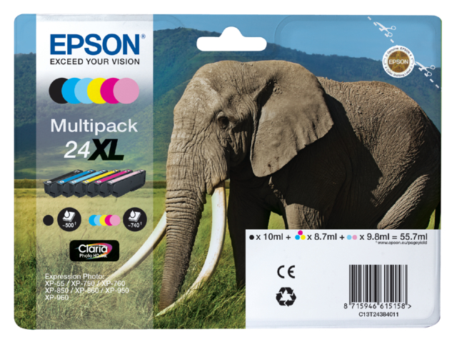 Inktcartridge Epson 24XL T2438  zwart + 5 kleuren