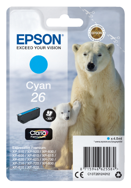 Inktcartridge Epson 26 T2612 blauw