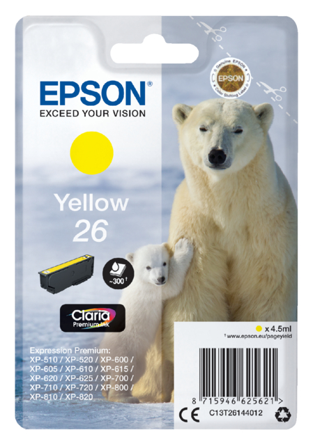 Cartouche d’encre Epson 26 T2614 jaune