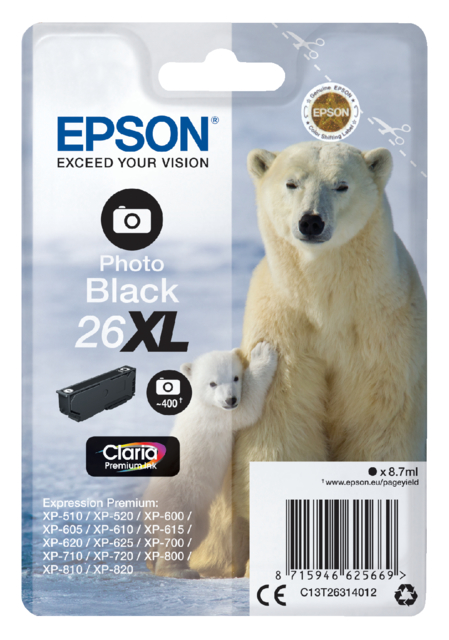 Inktcartridge Epson 26XL T2631 foto zwart