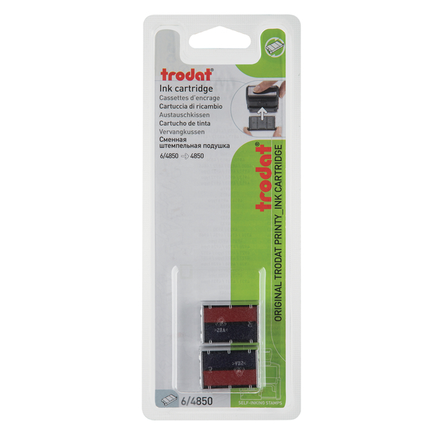 Cassette d'encrage Trodat Printy 6/4850 2 pièces bleu et rouge