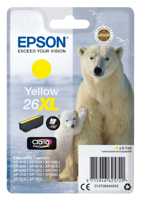 Cartouche d’encre Epson 26XL T2634 jaune