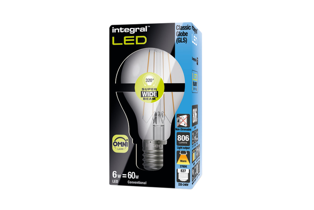 Lampe LED Integral E27 6,3W 2700K blanc chaud 806 lumens