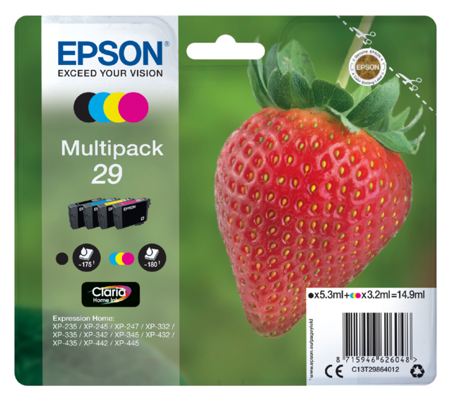 Inktcartridge Epson 29 T2986 zwart + 3 kleuren