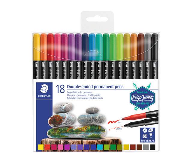 Feutre Staedtler Design journey permanent double pointe 18 couleurs