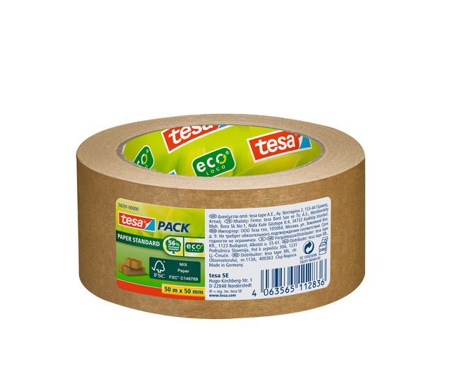 Ruban d''emballage tesapack® Papier standard ecoLogo 50mx50mm brun