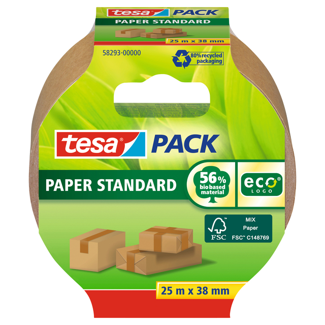 Ruban d''emballage tesapack® Paper ecoLogo 25mx38mm brun