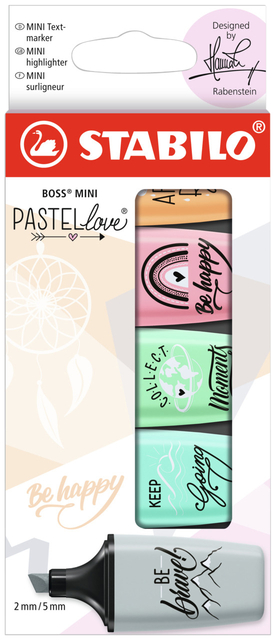 Surligneur Stabilo BOSS Mini Pastelhove assorti étui 5 pièces