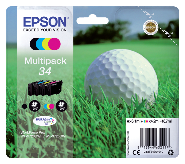 Inktcartridge Epson 34 T3466 zwart + 3 kleuren