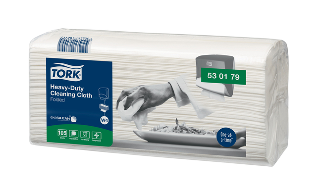 Chiffon de nettoyage Tork Premium Heavy-Duty W4 530179 plié 1 épaisseur 4x 105fls blanc