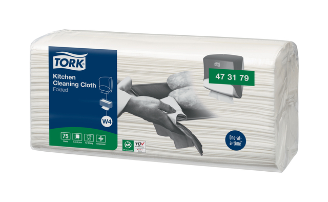 Chiffon de nettoyage Tork Premium Kitchen Cleaning W4 473179 1 épaisseur 4x 75fls blanc