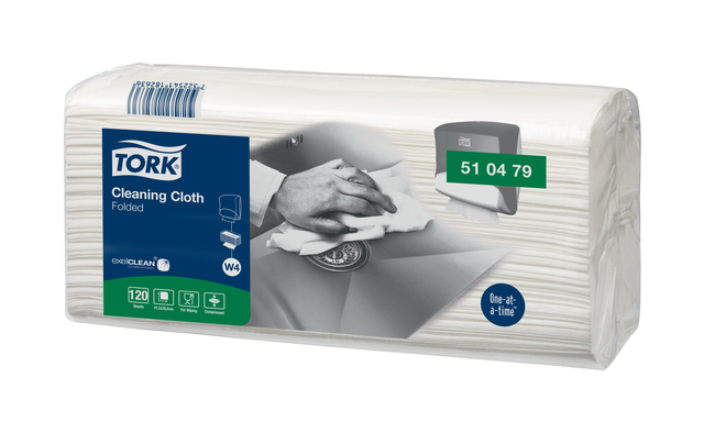 Reinigingsdoek Tork W4 Premium gevouwen 1-laags 4x120 vel wit 510479