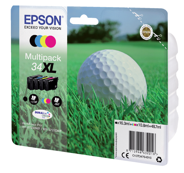 Cartouche d’encre Epson 34XL T3466 noir + 3 couleurs