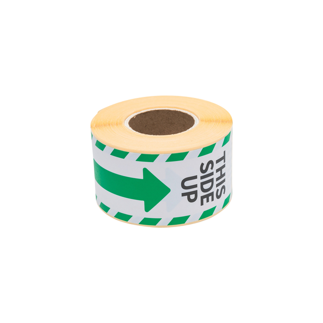 Waarschuwingsetiket Rillprint 46x125mm this side up wit groen 250 stuks