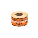 Waarschuwingsetiket Rillprint 46x125mm handle with care oranje 250 stuks