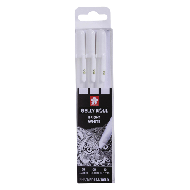 Gelpen Sakura Gelly Roll zuiver wit set 3 maten