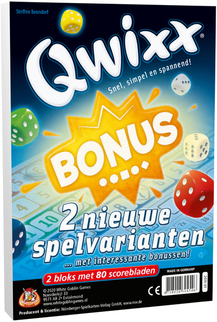 Dobbelspel Qwixx Bonus + 2 extra scorebloks