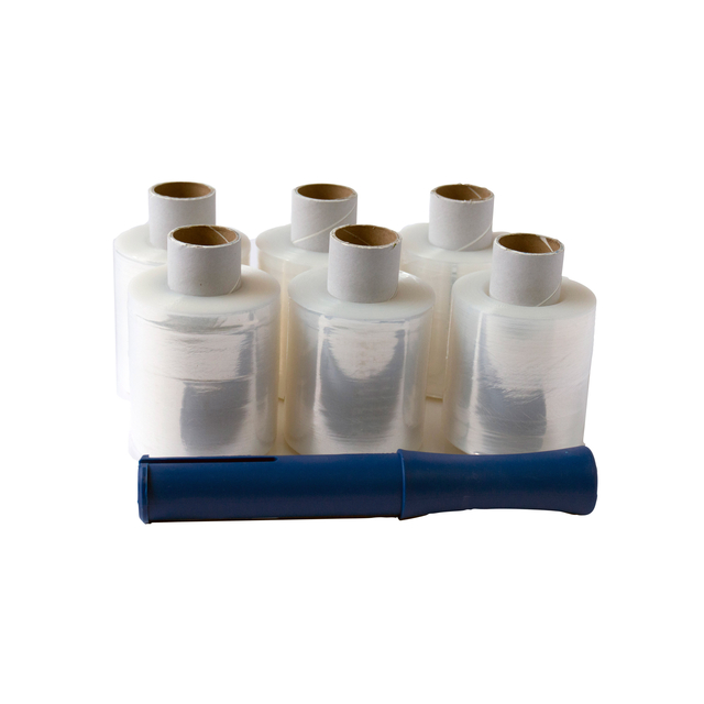 Wikkelfolie IEZZY 100mmx250m 20mu met afroller transparant pak à 6 rollen