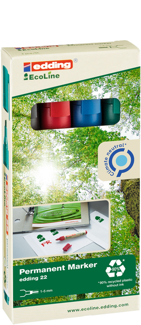 Marqueur edding 22 EcoLine biseau assorti set 4 pièces