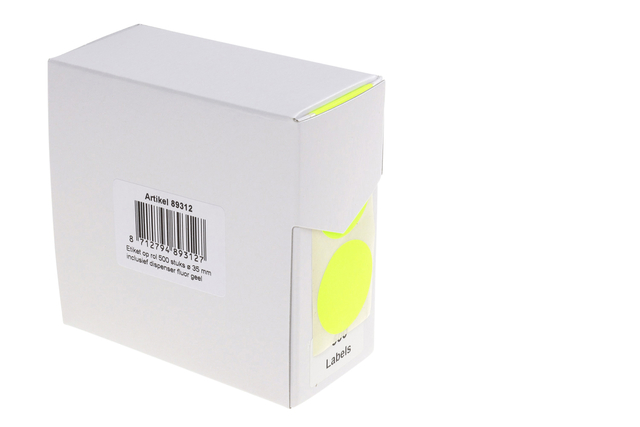 Etiket Rillprint 35mm op rol fluor geel 500 stuks