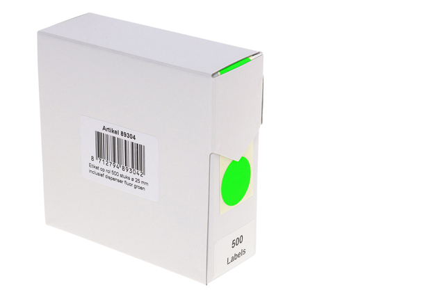 Etiket Rillprint 25mm op rol fluor groen 500 stuks