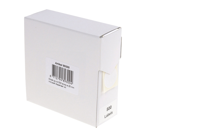 Etiket Rillprint 25mm op rol wit 500 stuks