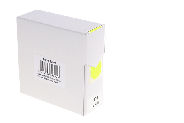 Etiket Rillprint 25mm op rol fluor geel 500 stuks
