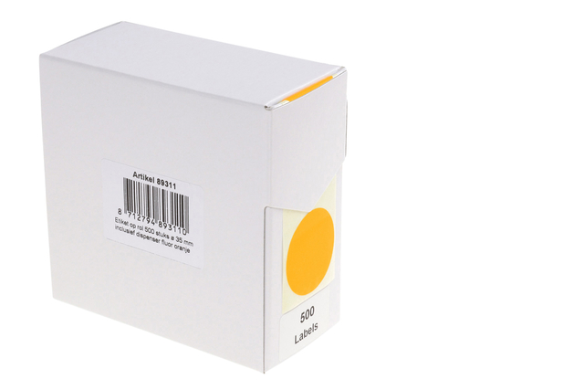 Etiket Rillprint 35mm op rol fluor oranje 500 stuks