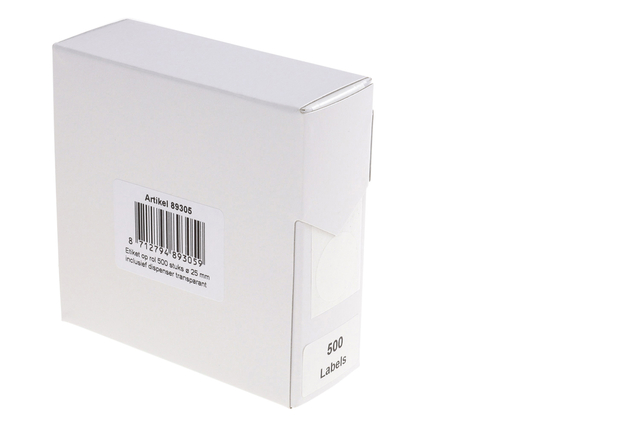 Etiket Rillprint 25mm op rol transparant 500 stuks