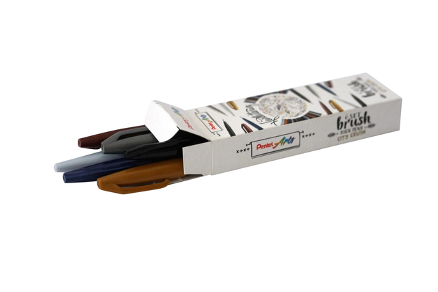 Feutre pinceau Pentel Sign SES15C City Crush assorti 6 pièces