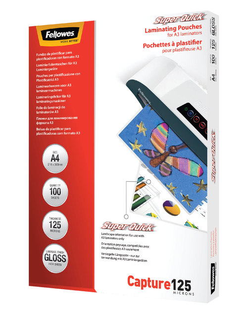 Pochette de plastification Fellowes A4 Superquick 2x125micron 100 pièces