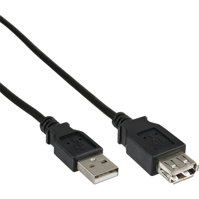 Kabel inLine verlengkabel USB-A 2.0 M/V 1,8 meter zwart