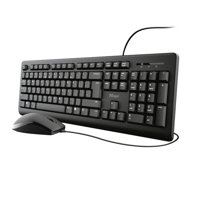 Toetsenbord Trust Primo + muis QWERTY zwart