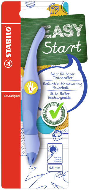 Rollerpen STABILO Easyoriginal  linksh M pastel luchtig blauw blister