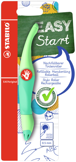 Rollerpen STABILO Easyoriginal  rechts M pastel vleugje mint blister