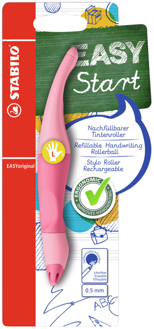 Rollerpen STABILO Easyoriginal  links pastel medium roze blister