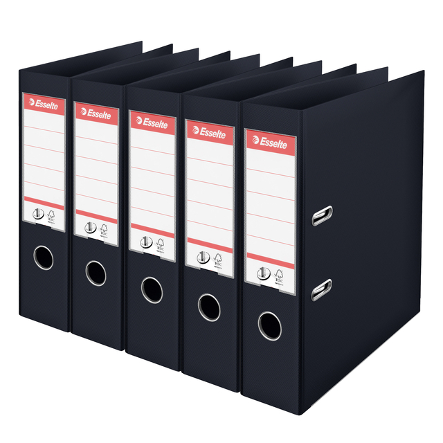 Ordner Esselte No.1 72mm PP 30% gerecycled folie Multipack zwart 5 stuks