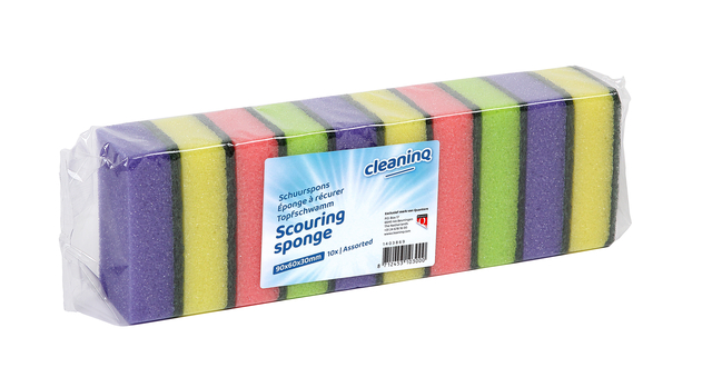 Eponge à récurer Cleaninq 90x60x30mm assorti 10 pièces