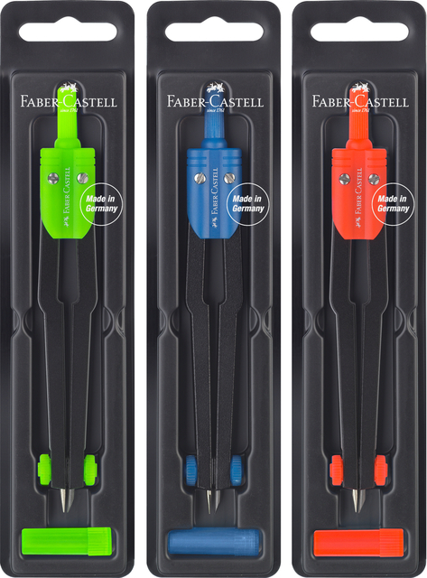 Compas à réglage rapide Faber Castell couleurs assorties