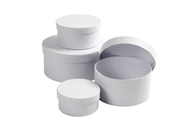 Doos Creativ Comp rond 4st Ø 8, 10, 12, 14cm, hoogte 4, 5, 6, 7cm wit