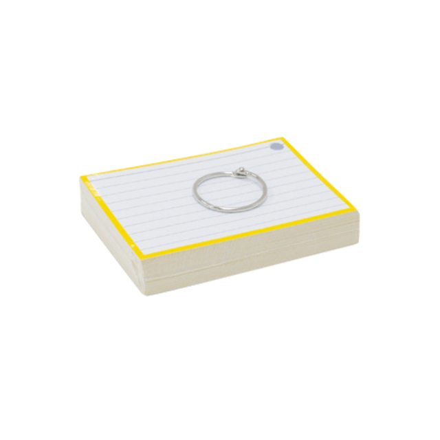 Flashcards A7 jaune inclus anneau de fixation 50 feuilles